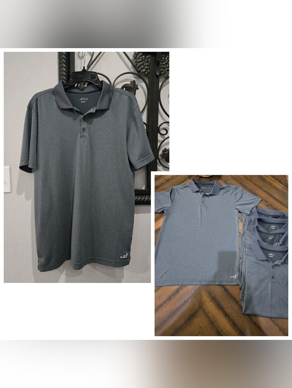 BCG Men's Charcoal Gray Performance Polo - Short Sleeve Bundle Of Five